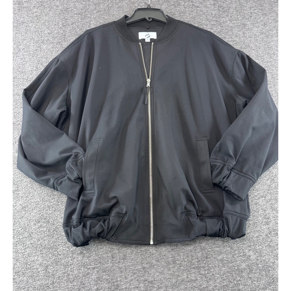 Lou & Grey Black Scuba Bomber Jacket Full Zip Pockets Mens Medium